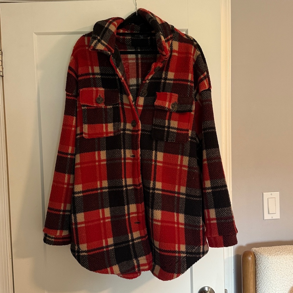 Love Tree Red and Black Plaid Shacket